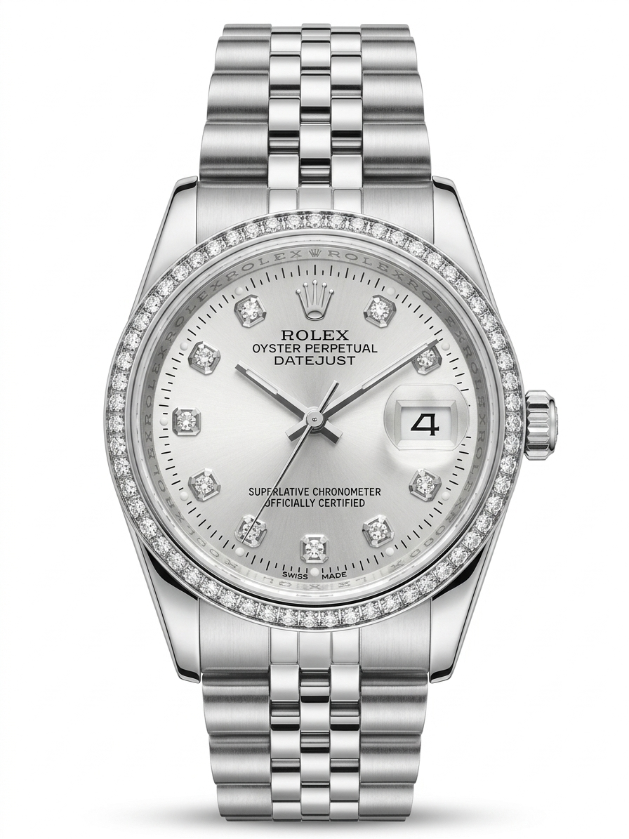 Rolex in silver with diamonds