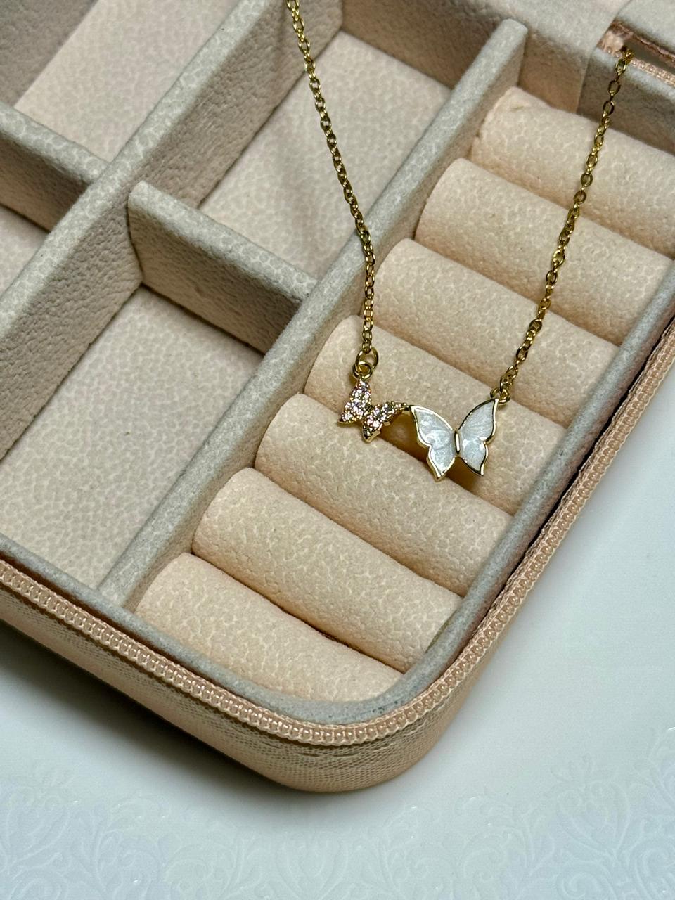 Butterfly in White Necklace