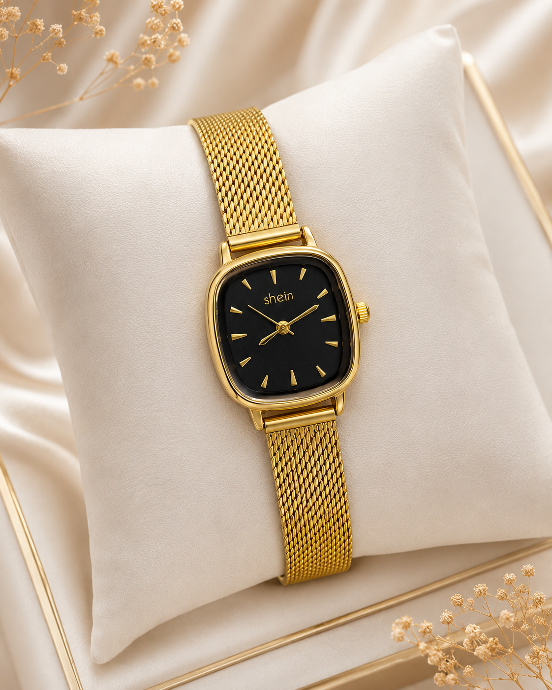 Square watch in black