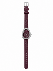 Teardrop watch burgandy silver