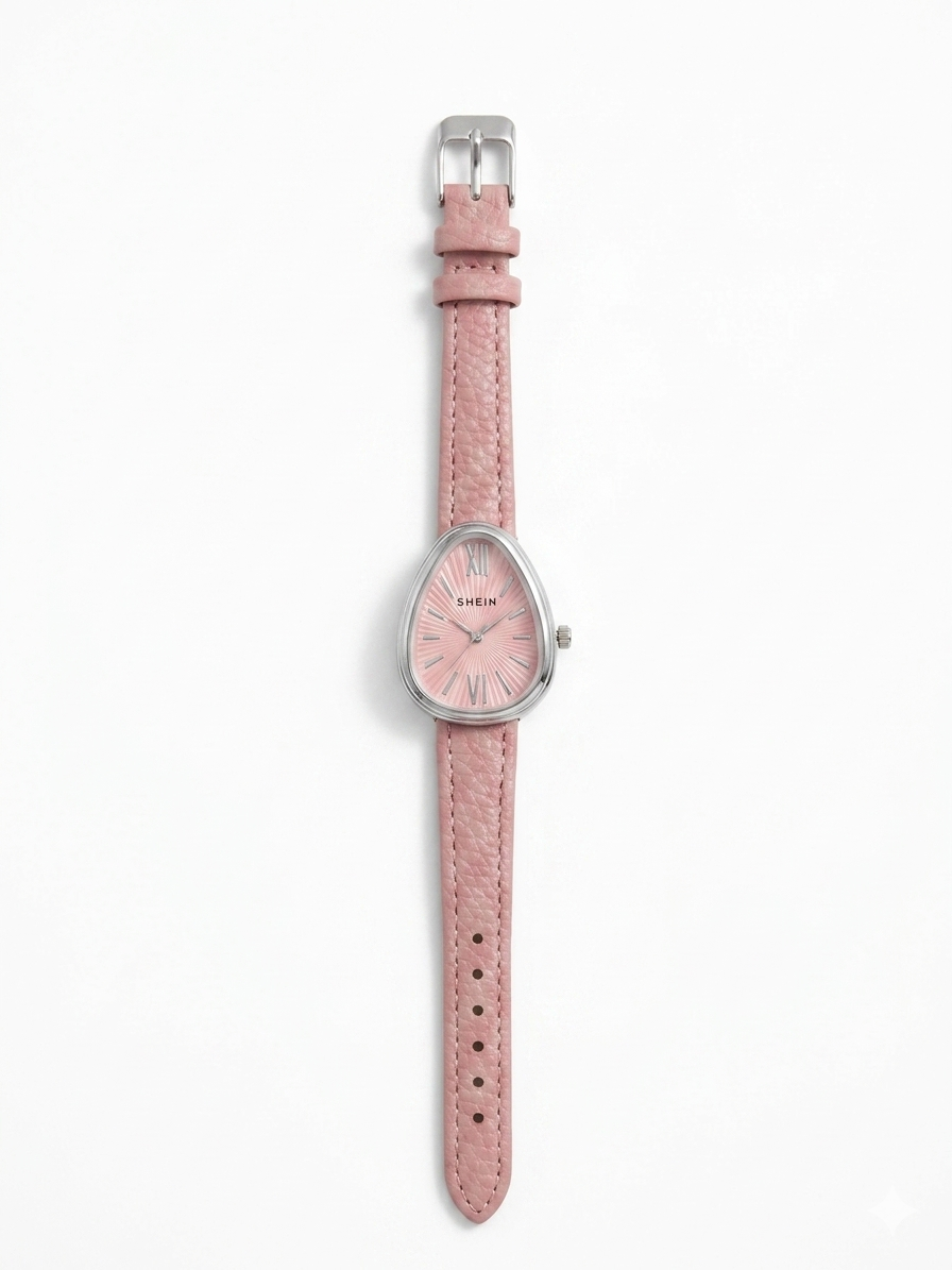 Teardrop pink watch silver