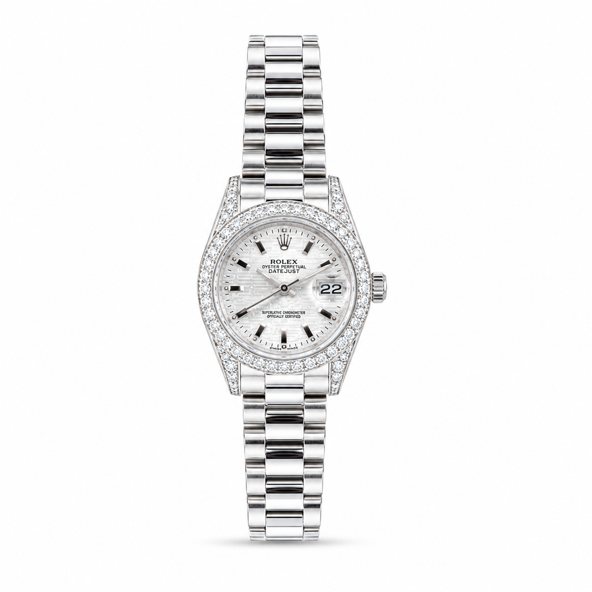 Mini rolex in silver daimond
