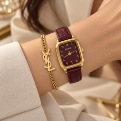 Burgundy Elegance Watch & Bracelet Set