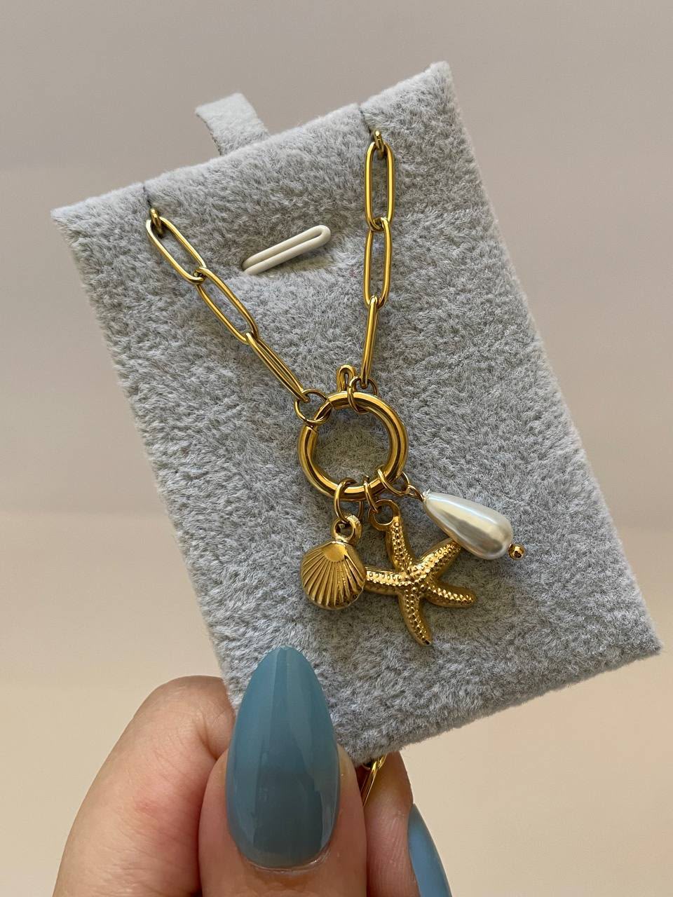 Elegant Charm and Pearl Necklace