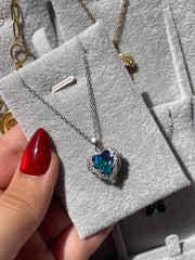 Blue Heart Filigree Pendant