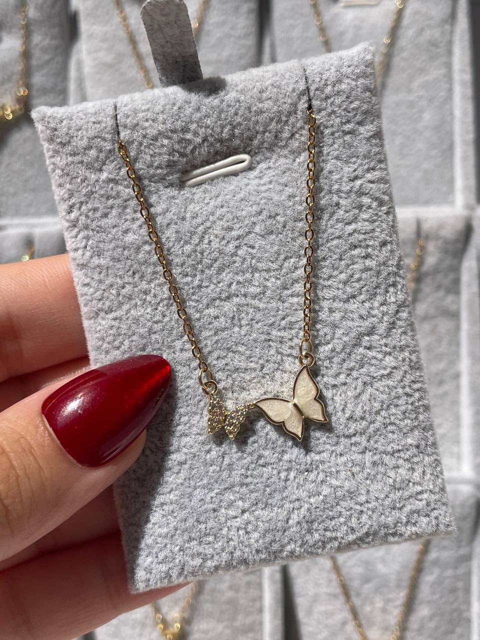 Butterfly in White Necklace