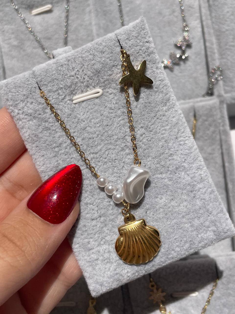 Seashell Pearl Necklace